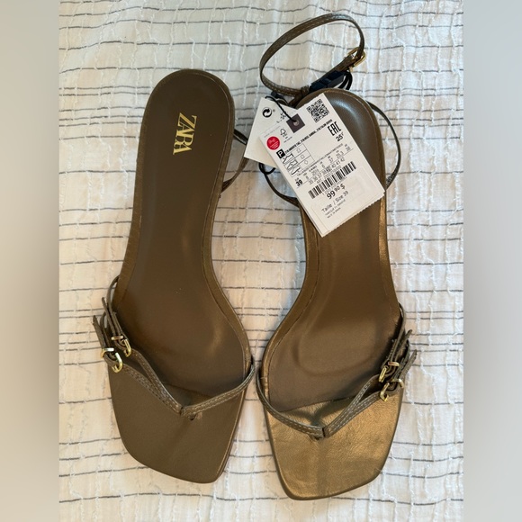 Khaki Leather Sandals - Picture 2 of 3